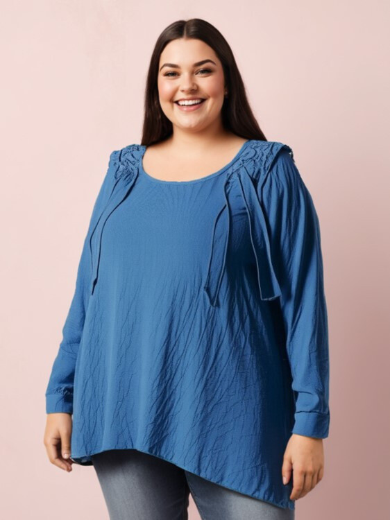 Grossiste Pomme Rouge Paris - Blouse bleu avec franges (A139)