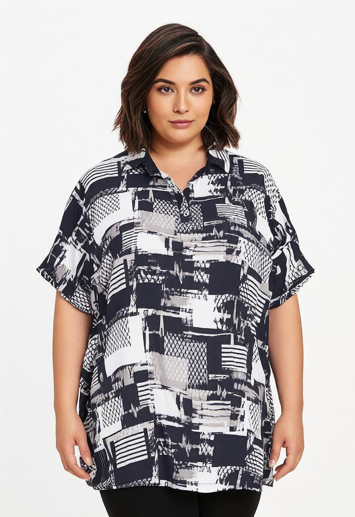 Wholesaler Pomme Rouge Paris - Large printed blouse (C6221)