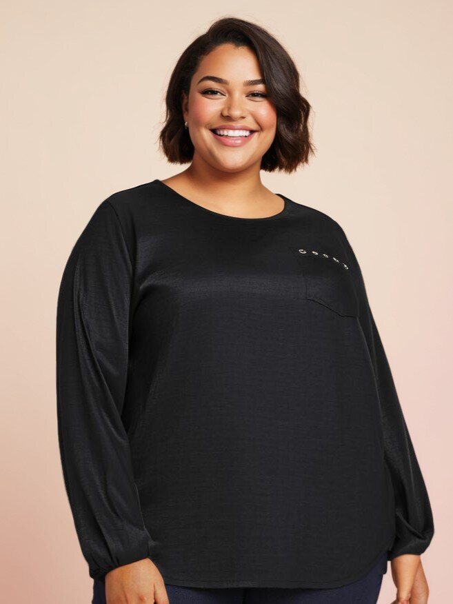 Mayorista Pomme Rouge Paris - Blusa sedosa negra (C6175)