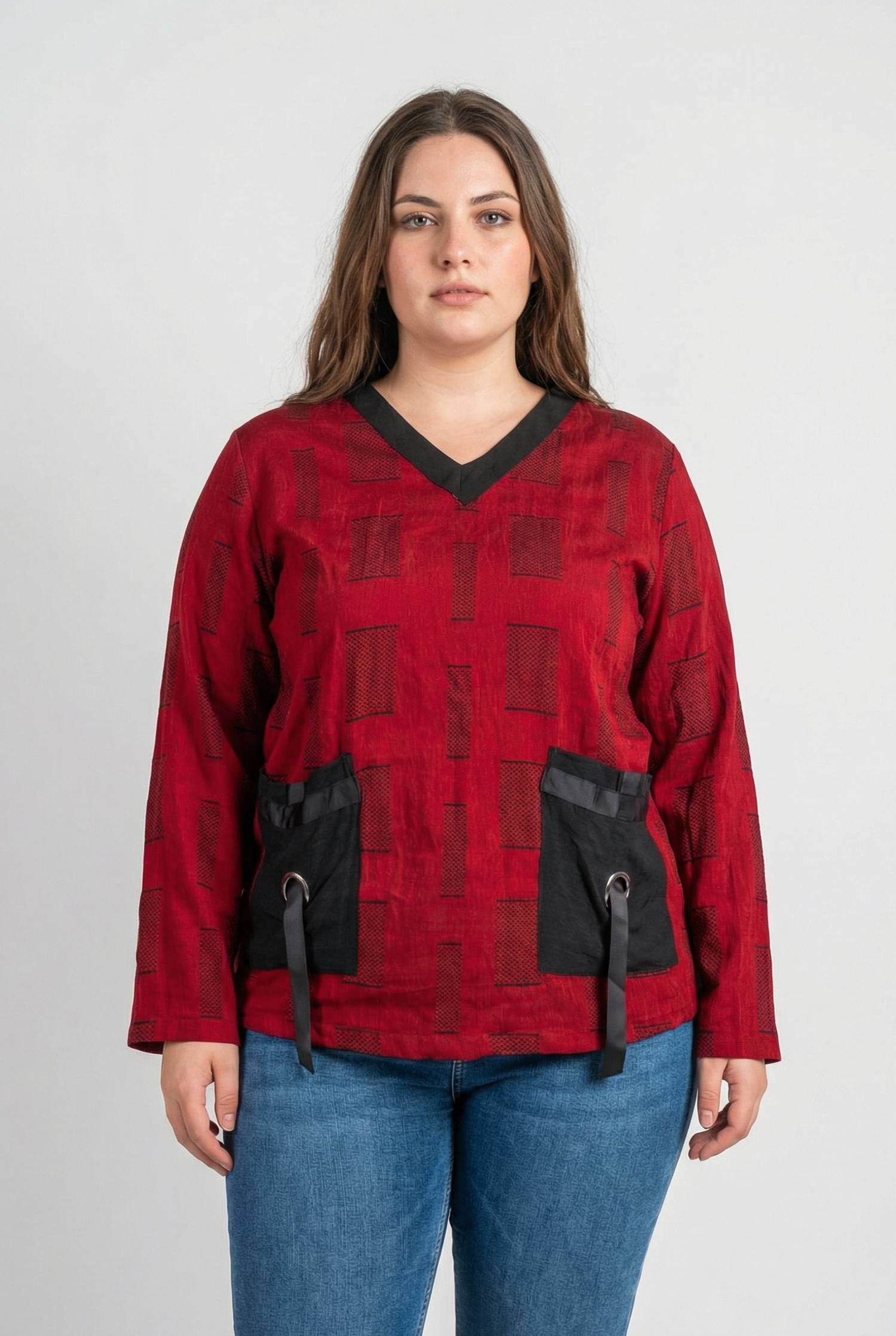 Grossista Pomme Rouge Paris - Top rosso stampato taglia grande