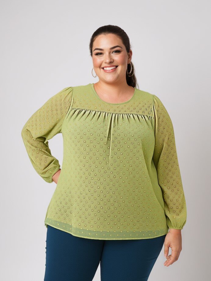 Großhändler Pomme Rouge Paris - Bluse mit Tupfen in großen Größen (C6579)