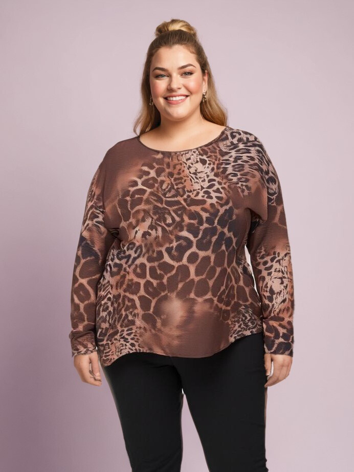 Grossiste Pomme Rouge Paris - Blouse imprimé léopard marron (T7179A)