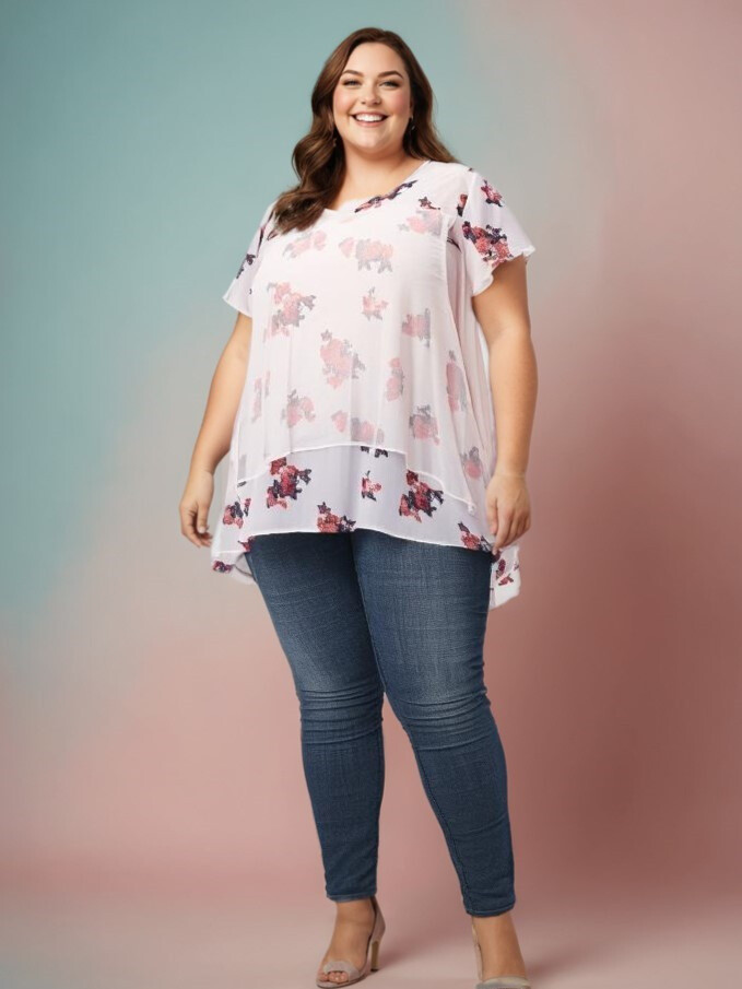 Grossiste Pomme Rouge Paris - Blouse blanche effet superposée (A869)