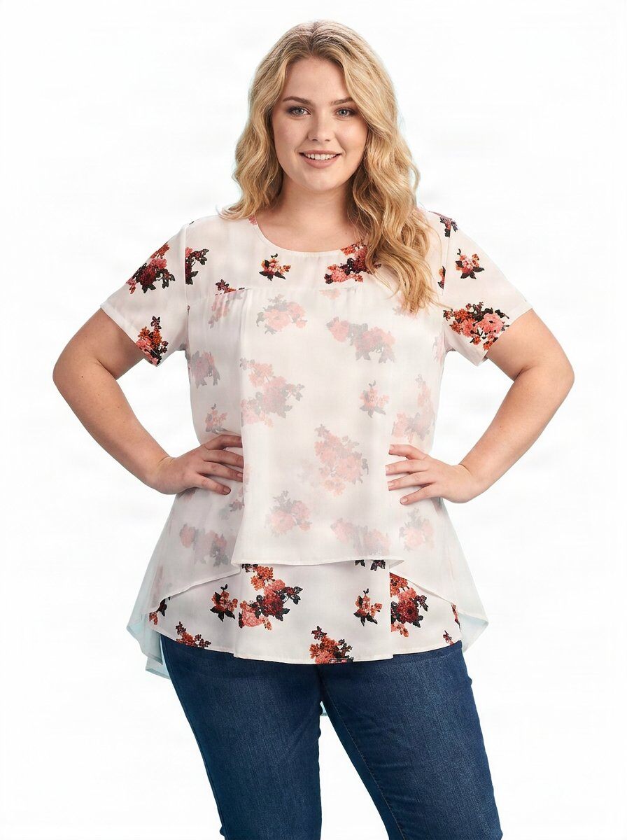 Grossiste Pomme Rouge Paris - Blouse blanche effet superposée (A869)