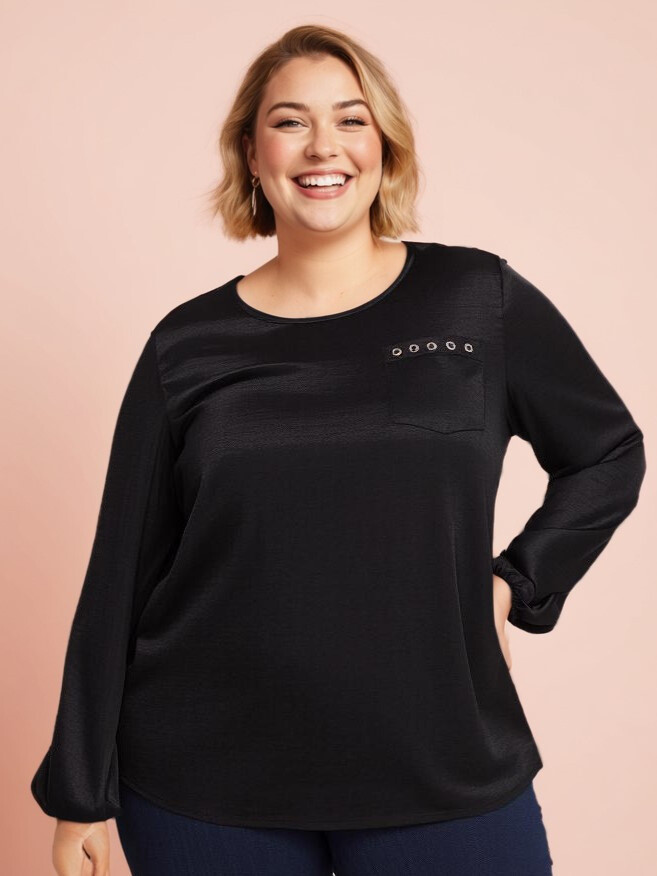 Grossiste Pomme Rouge Paris - Blouse soyeuse noir (C6175)