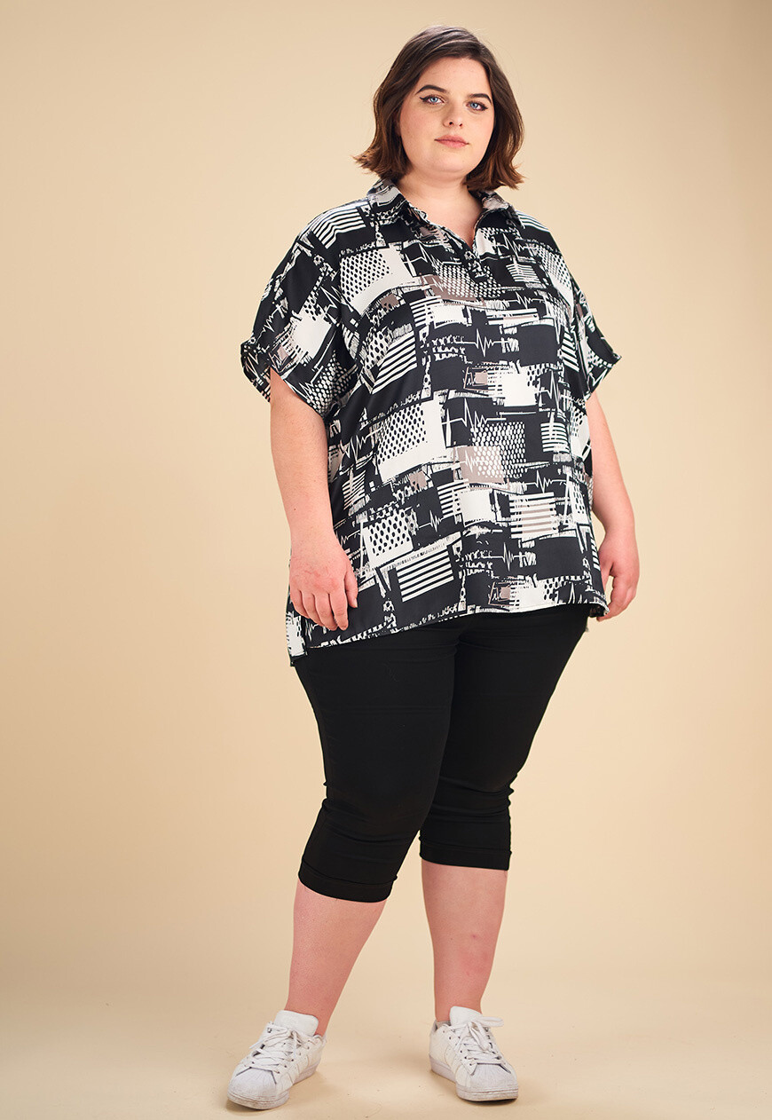Grossiste Pomme Rouge Paris - Blouse imprimée grande taille (C6221)