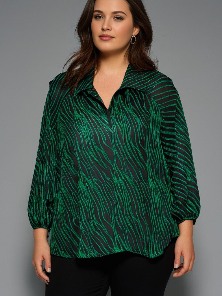 Mayorista Pomme Rouge Paris - Blusa impresa verde (T3748)