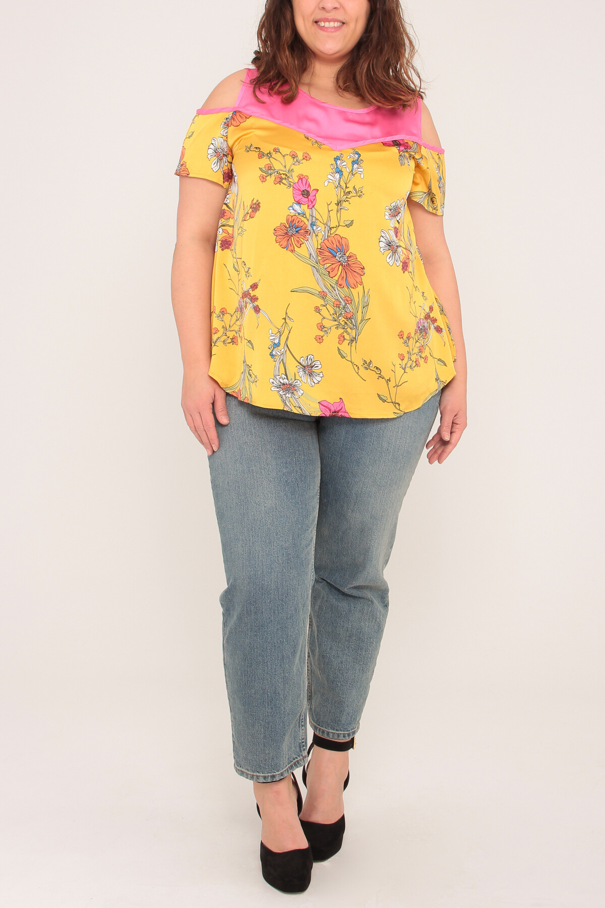 Grossiste Pomme Rouge Paris - Blouse effet superposée fleurie (A988)