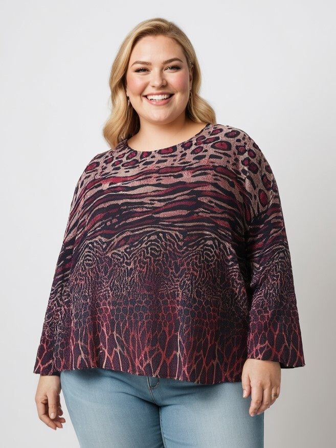Großhändler Pomme Rouge Paris - Violette Leopardenmusterbluse (T7179C)