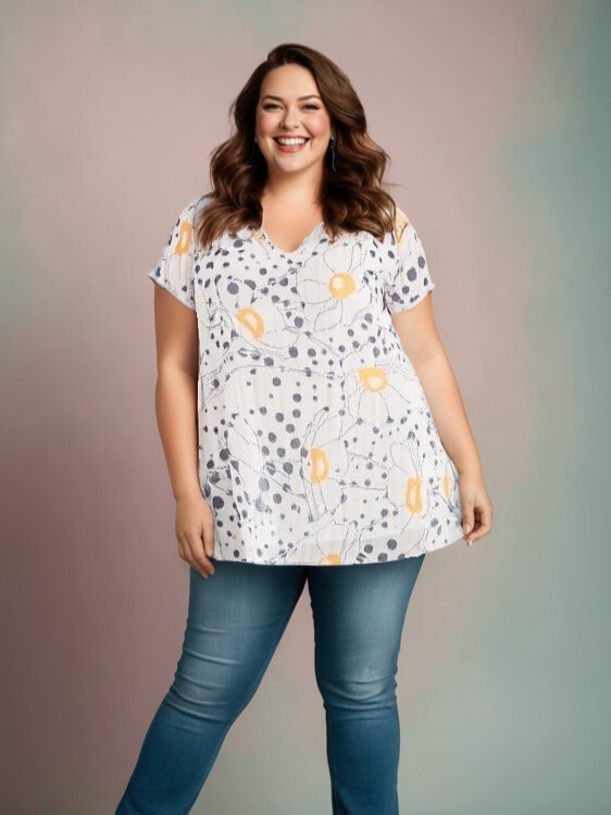Grossiste Pomme Rouge Paris - Blouse à pois blanc (A890)
