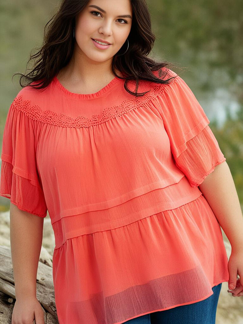 Wholesaler Pomme Rouge Paris - Top + blouse with large embroidery (C6563)