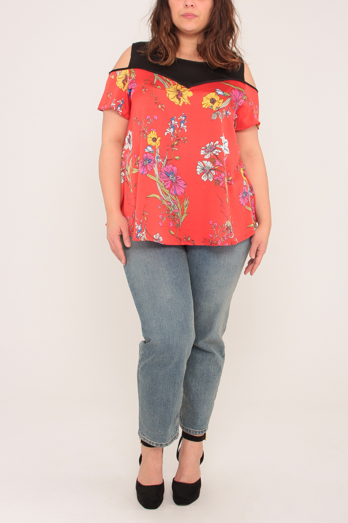 Grossiste Pomme Rouge Paris - Blouse effet superposée fleurie (A988)