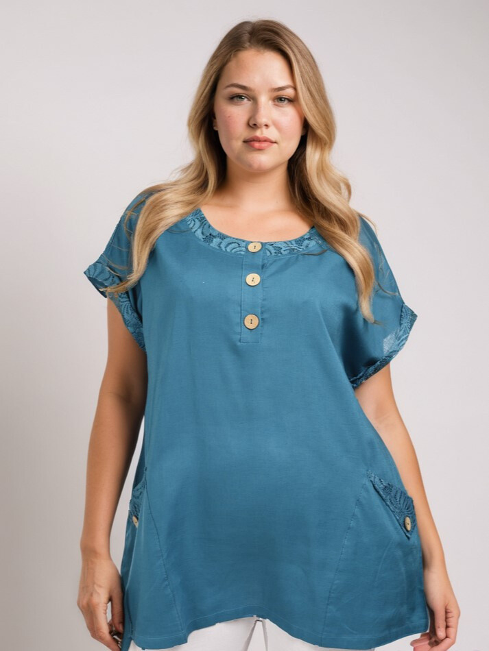 Grossista Pomme Rouge Paris - Tunica blu con pizzo (A587)