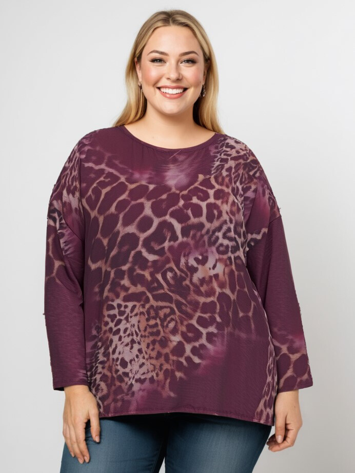 Großhändler Pomme Rouge Paris - Lila Leopardenmusterbluse (T7179A)