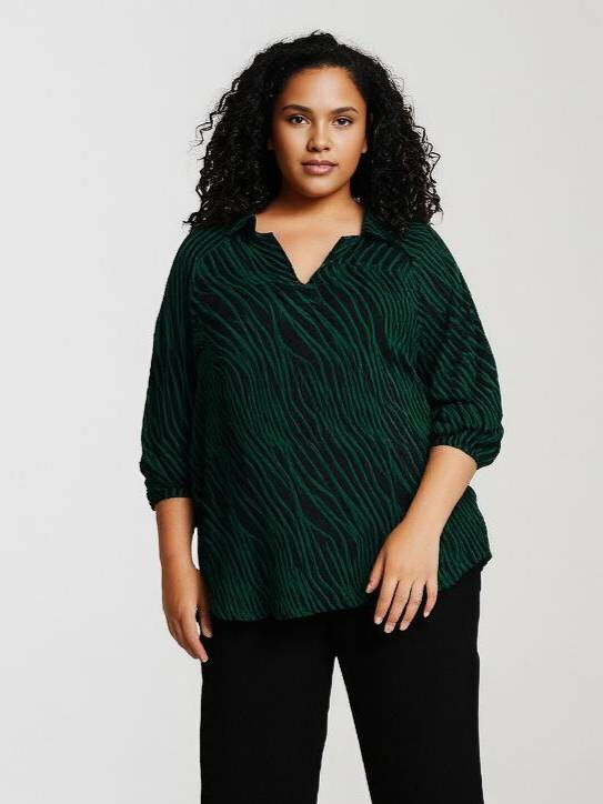 Grossista Pomme Rouge Paris - Camicetta stampata verde (T3748)
