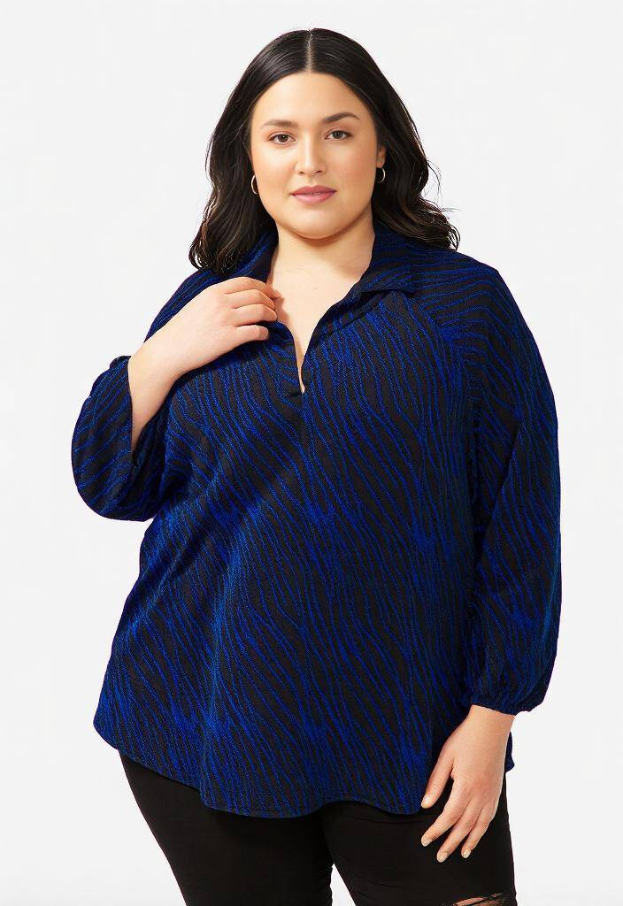 Grossista Pomme Rouge Paris - Camicetta stampata blu (T3748)