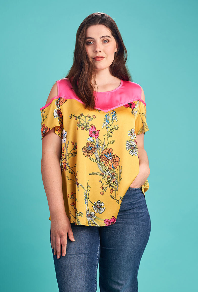 Wholesaler Pomme Rouge Paris - Blouse Flower Bunk Effect (A988)
