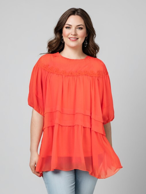 Wholesaler Pomme Rouge Paris - Top + blouse with large embroidery (C6563)