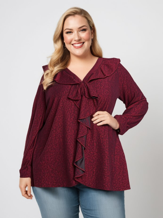 Großhändler Pomme Rouge Paris - Rote Strassbluse (T2843)