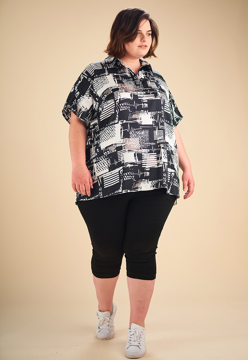 Mayorista Pomme Rouge Paris - Blusa estampada talla grande (C6221)