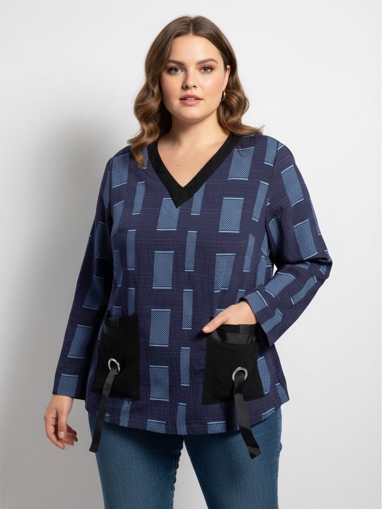 Wholesaler Pomme Rouge Paris - Blue printed blouse (C6138)
