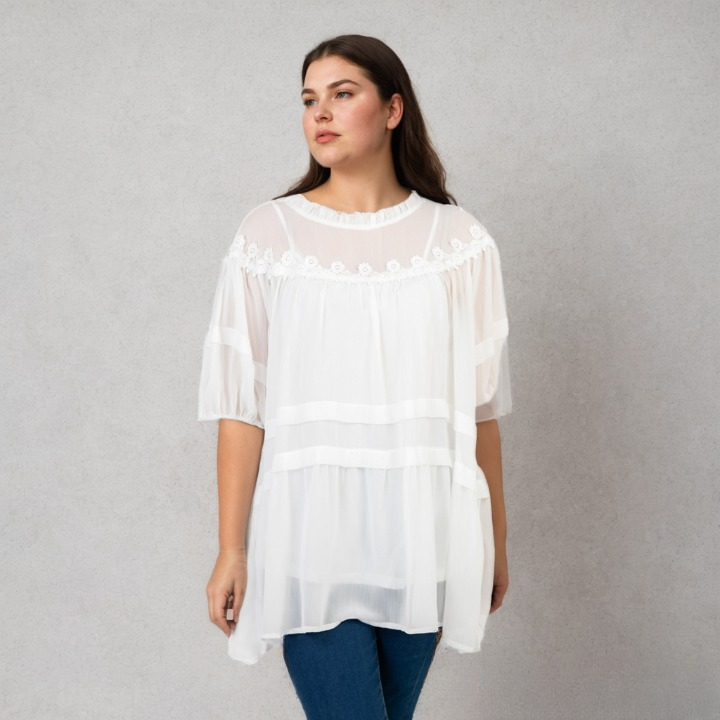 Grossista Pomme Rouge Paris - Top + camicetta con ricamo grande (C6563)