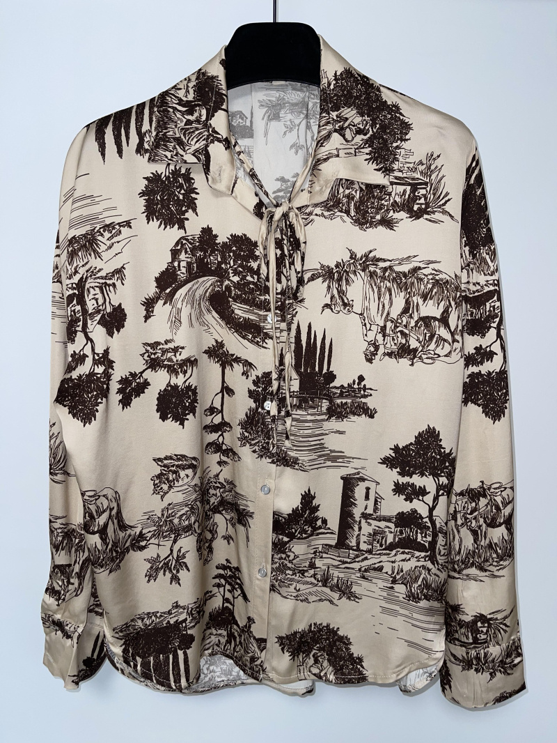 Grossiste Pomme Rouge Paris - Chemise soyeux imprimé marron (TA39004)