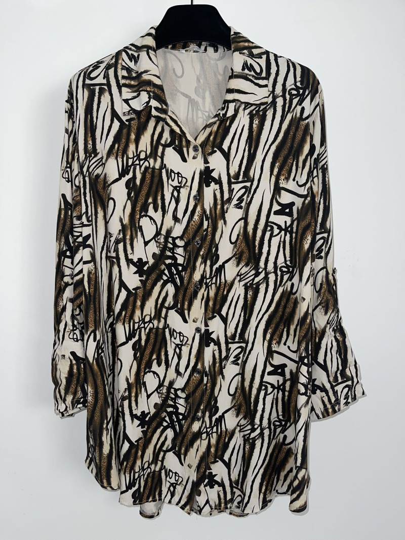 Grossiste Pomme Rouge Paris - Chemise imprimé léopard blanc (T1265)