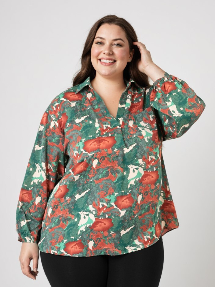 Grossista Pomme Rouge Paris - Camicia di dimensioni di stampa verde grande (CA6632)