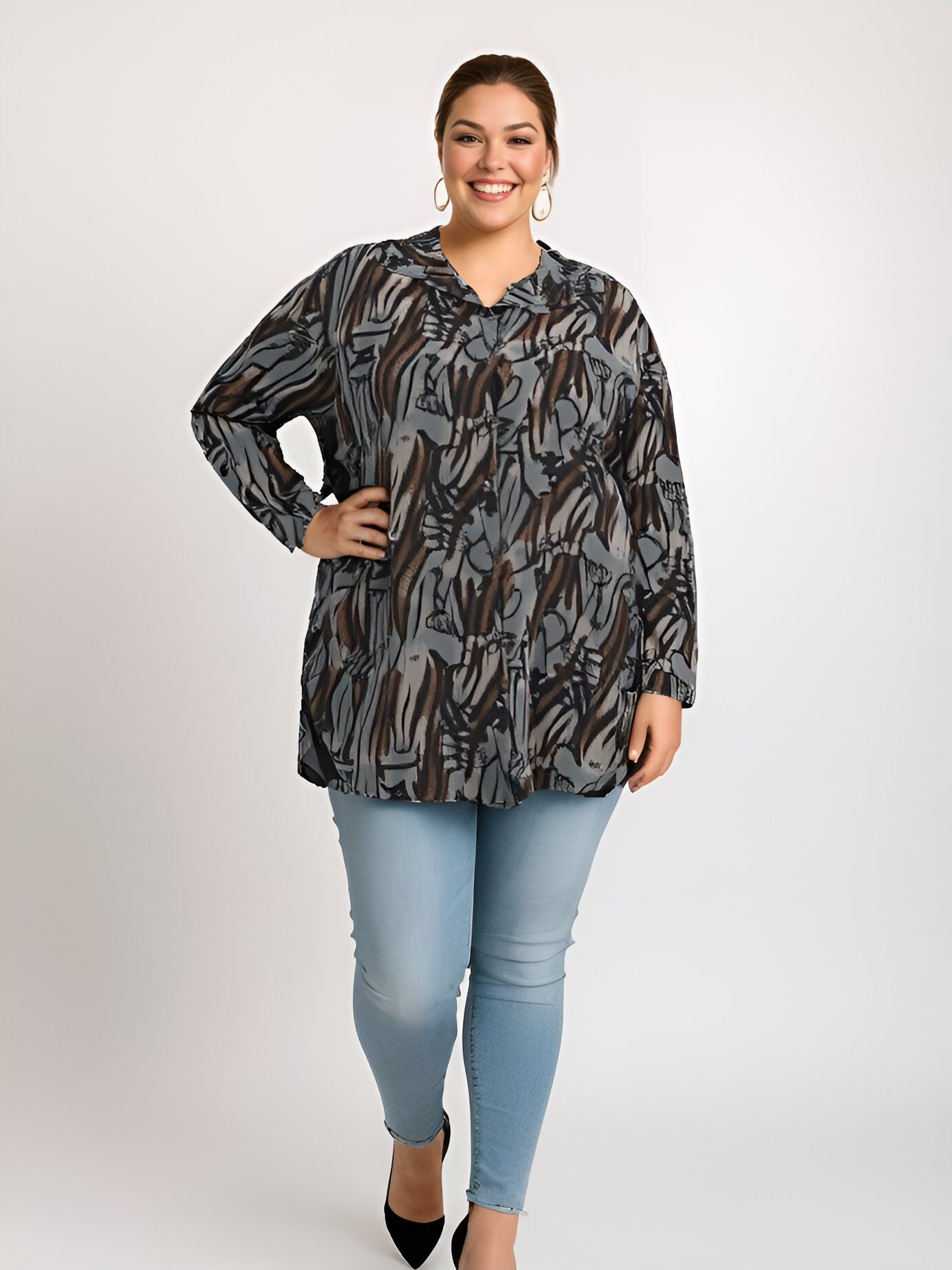 Wholesaler Pomme Rouge Paris - Khaki leopard print shirt (T1265)