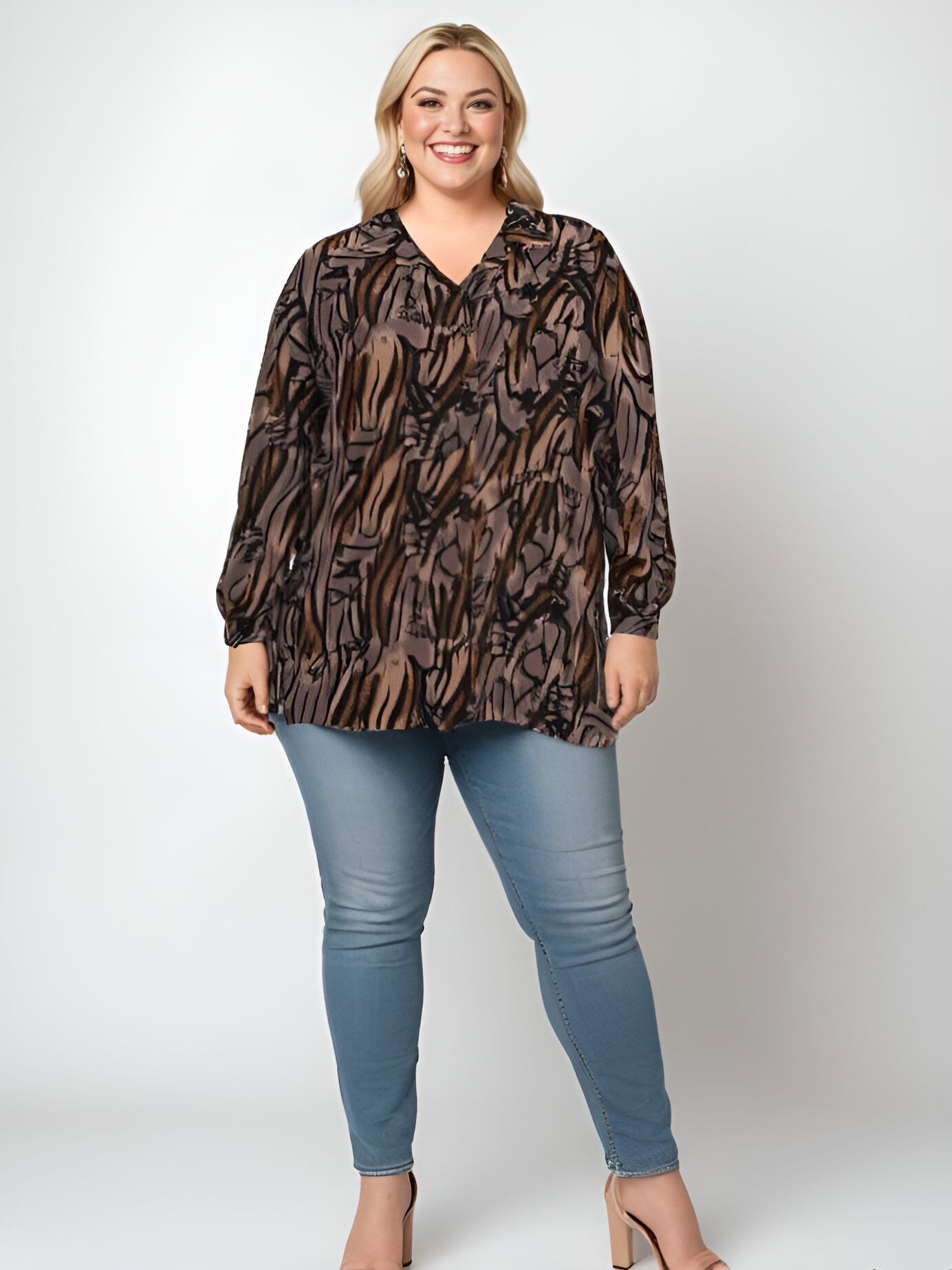 Wholesaler Pomme Rouge Paris - Taupe leopard print shirt (T1265)