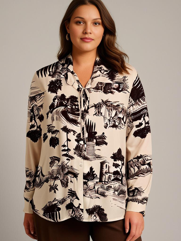 Grossiste Pomme Rouge Paris - Chemise soyeux imprimé marron (TA39004)