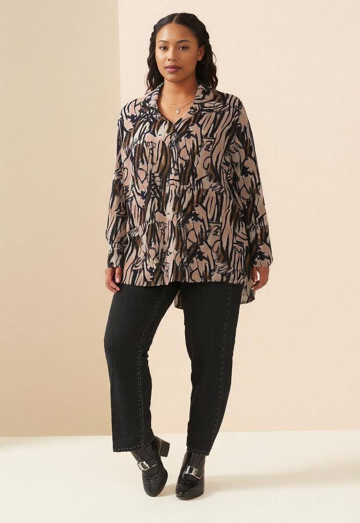 Grossiste Pomme Rouge Paris - Chemise imprimé léopard marron (T1265)