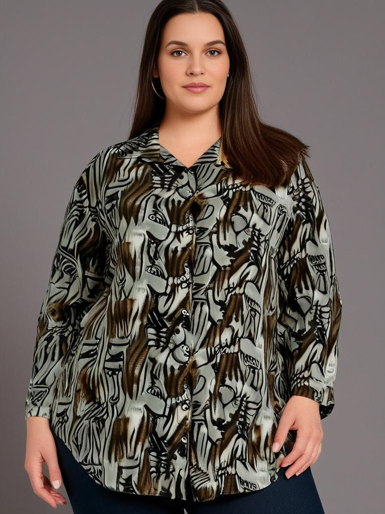 Grossiste Pomme Rouge Paris - Chemise imprimé léopard kaki (T1265)