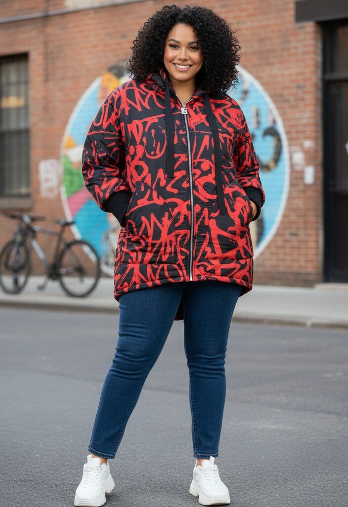 Mayorista Pomme Rouge Paris - Chaqueta acolchada roja estampada (C6628)