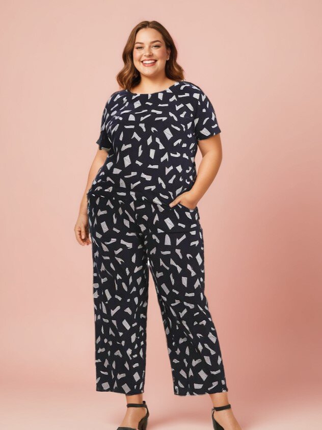 Grossista Pomme Rouge Paris - Set top + pantaloni stampati (C6198)