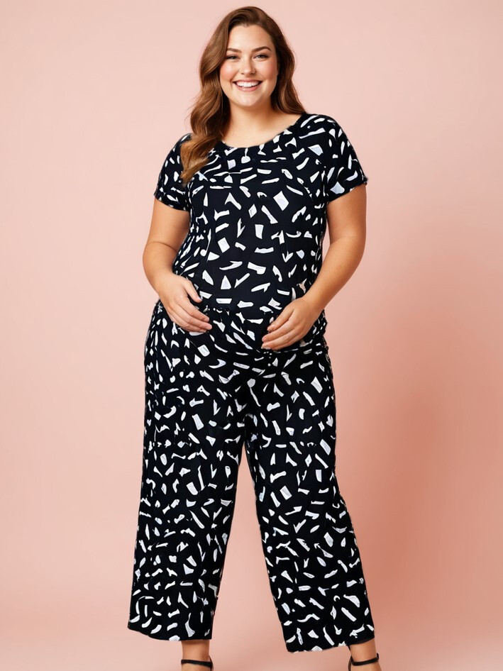 Mayorista Pomme Rouge Paris - Conjunto top + pantalón estampado (C6198)