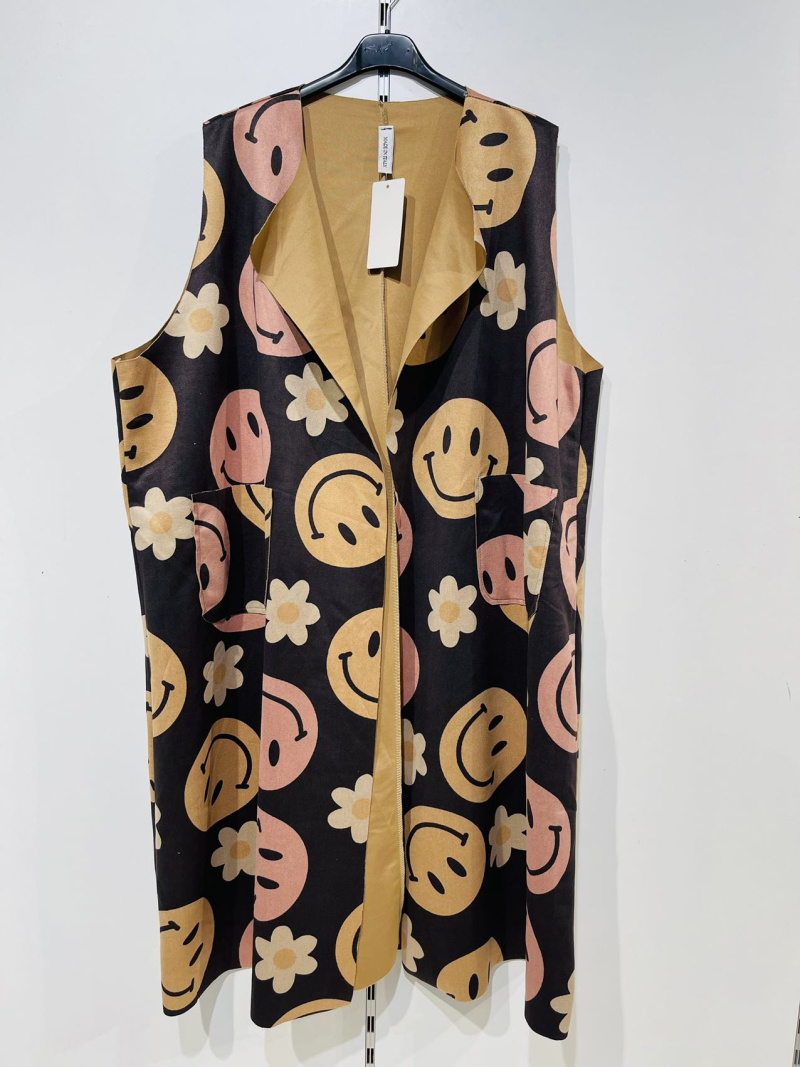 Wholesaler Pomme Rouge Paris - Smiley print sleeveless vest (T39201)