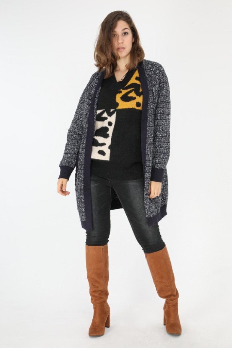 Wholesaler Pomme Rouge Paris - Navy blue mottled vest (JX081)