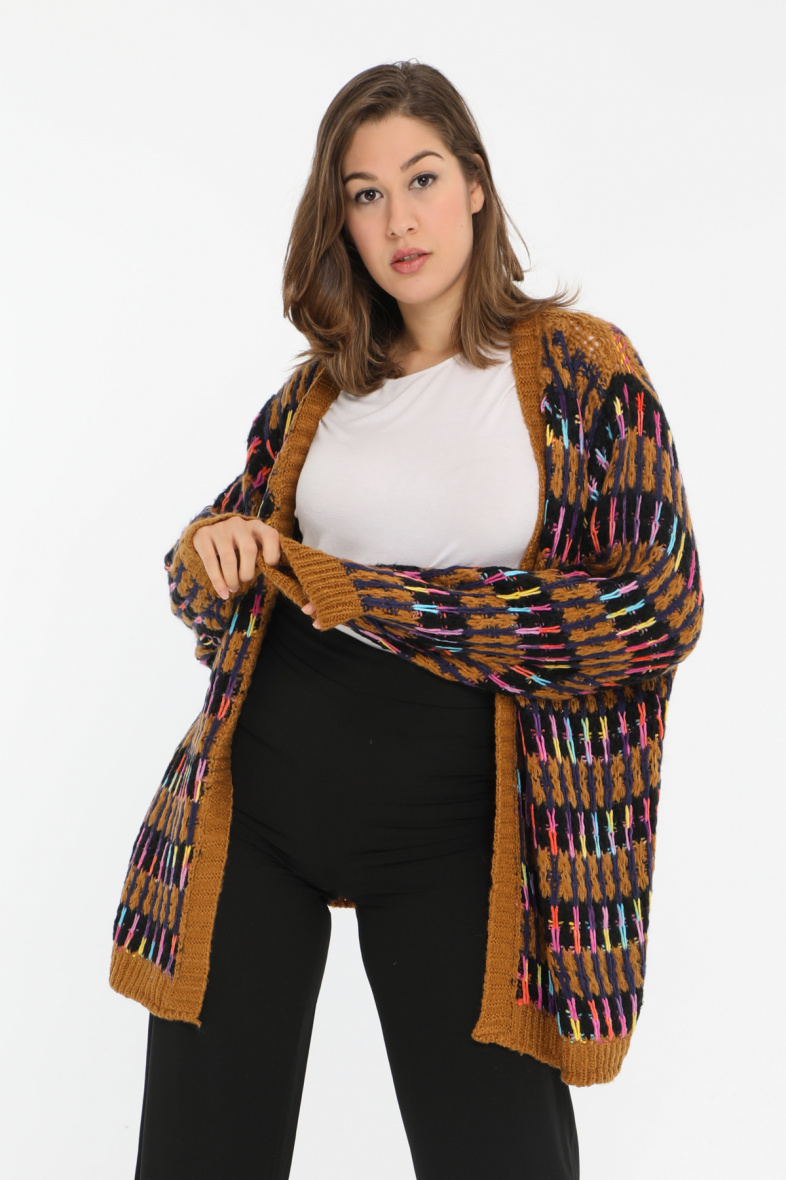 Wholesaler Pomme Rouge Paris - Camel multicolor vest (JX082)
