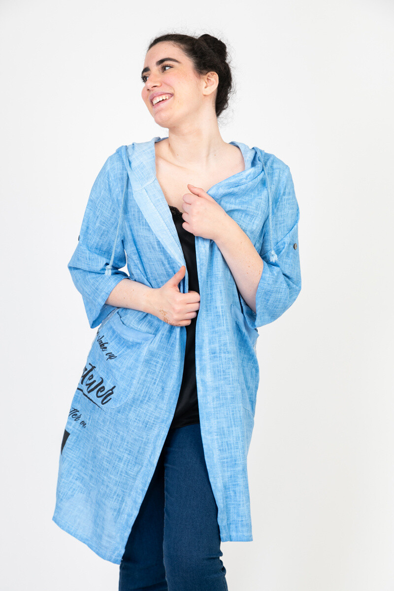 Grossiste Pomme Rouge Paris - Gilet long avec inscriptions (C8021)