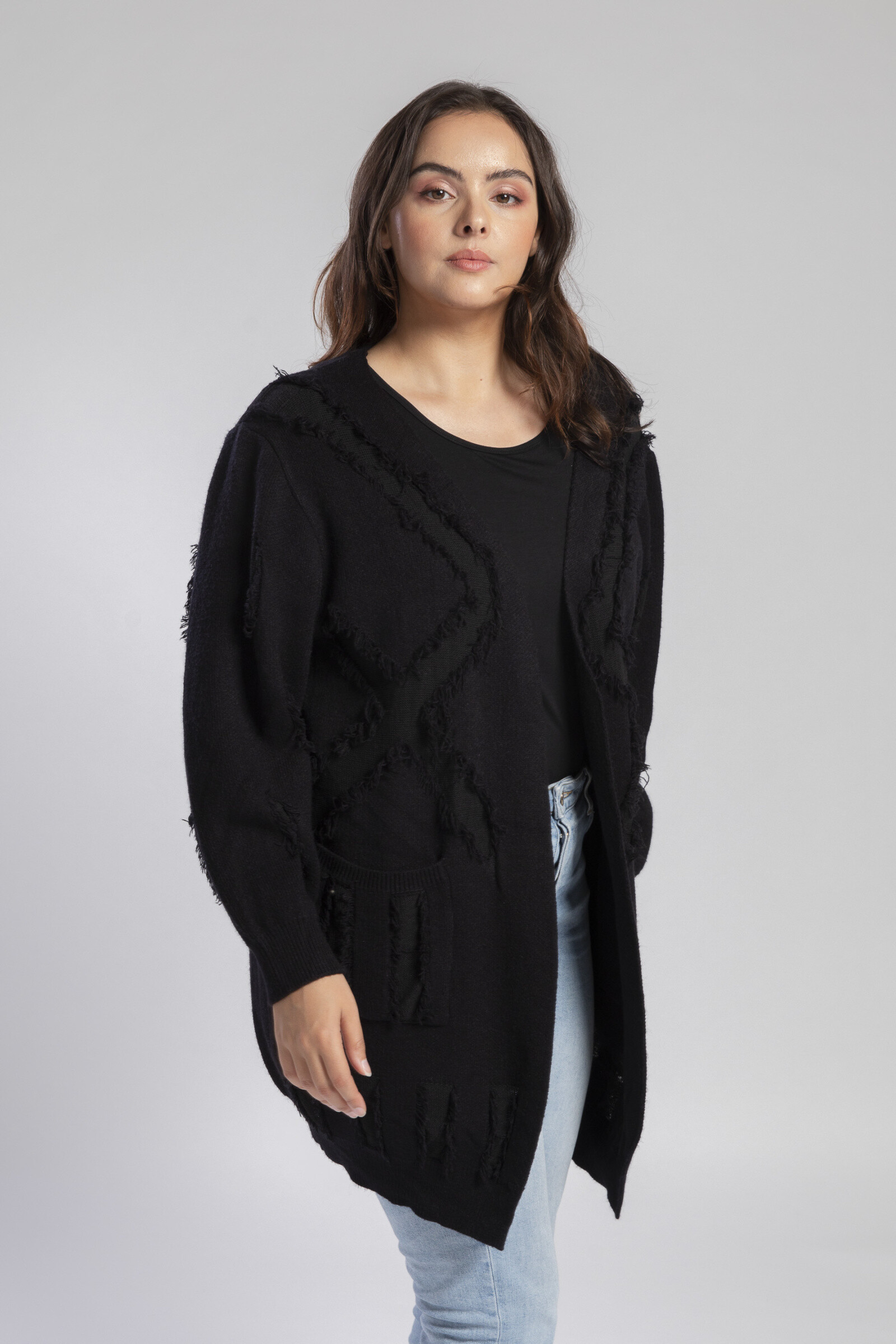 Grossiste Pomme Rouge Paris - Gilet noir avec nervure (JX085)