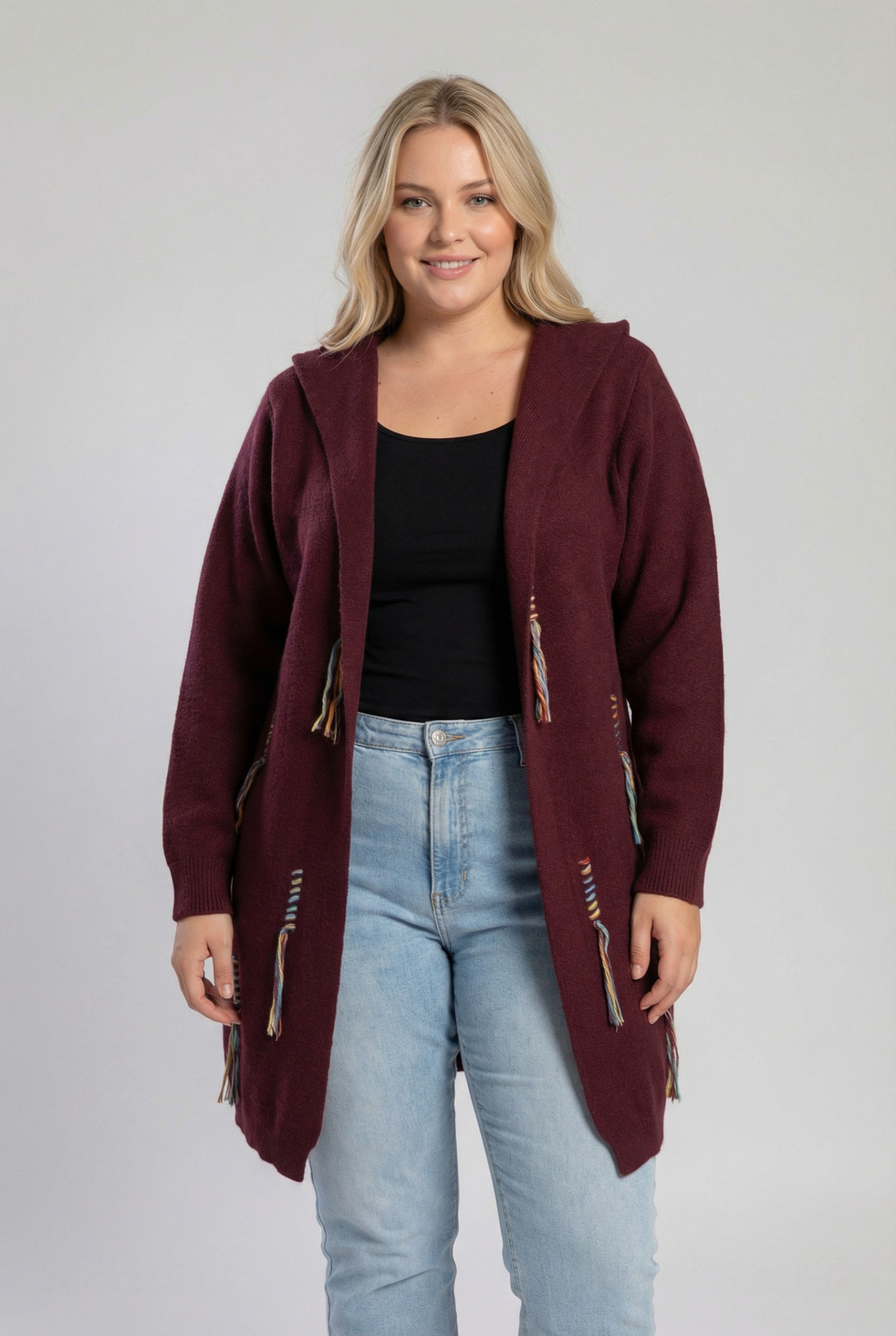 Grossista Pomme Rouge Paris - Gilet rosso con cuciture colorate (JX083)