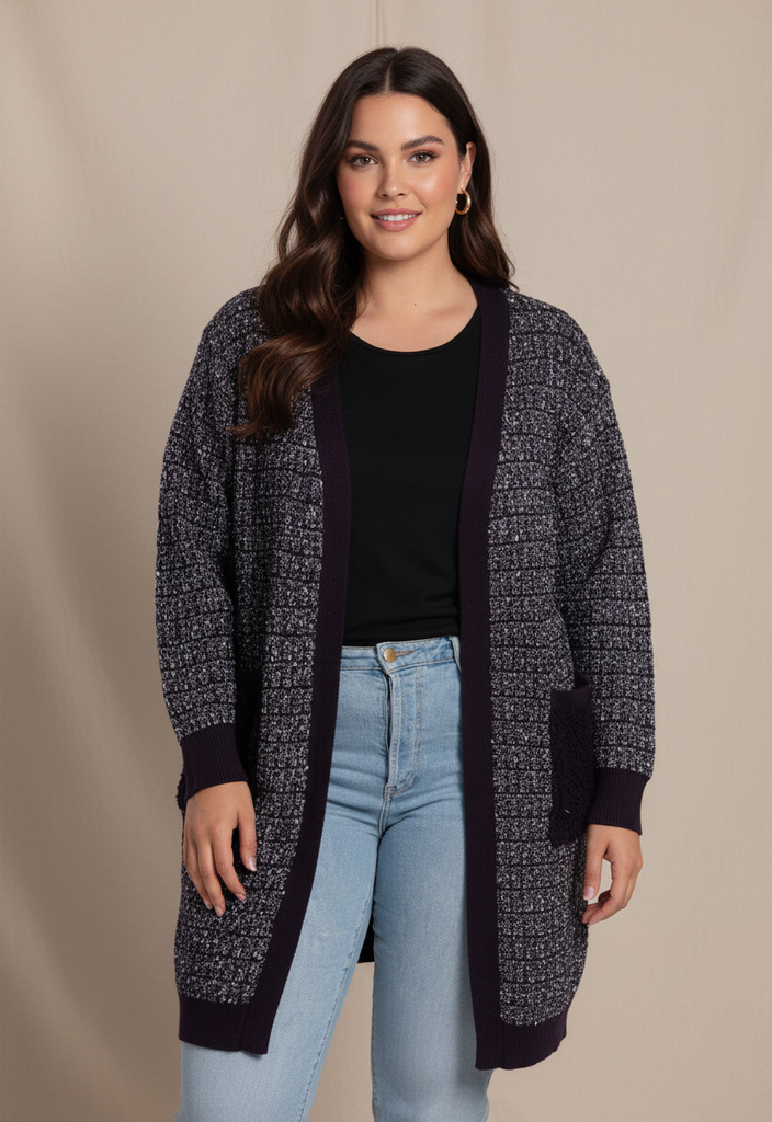 Grossista Pomme Rouge Paris - Cardigan blu navy mélange (JX081)