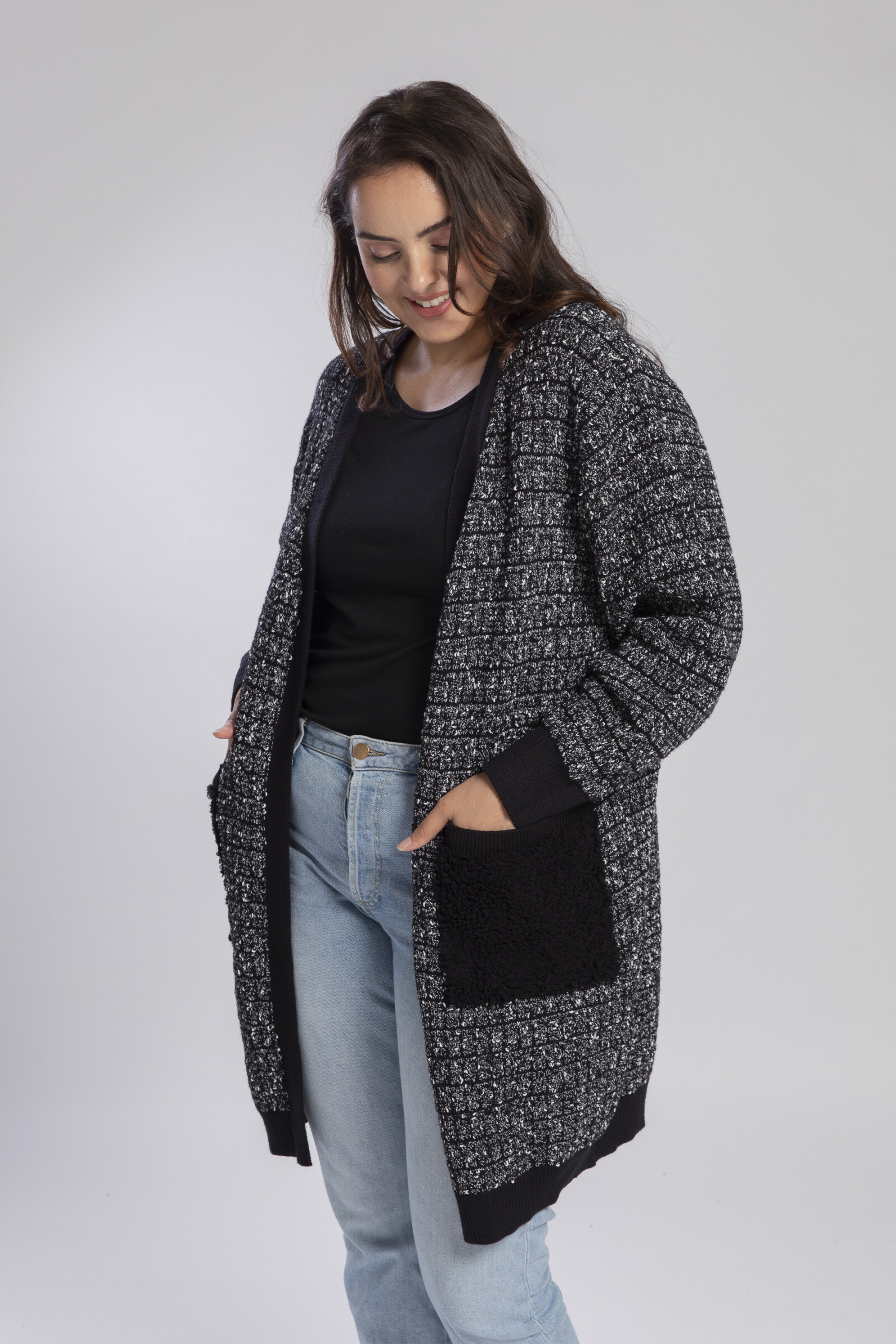 Wholesaler Pomme Rouge Paris - Large size black heather vest (JX081)