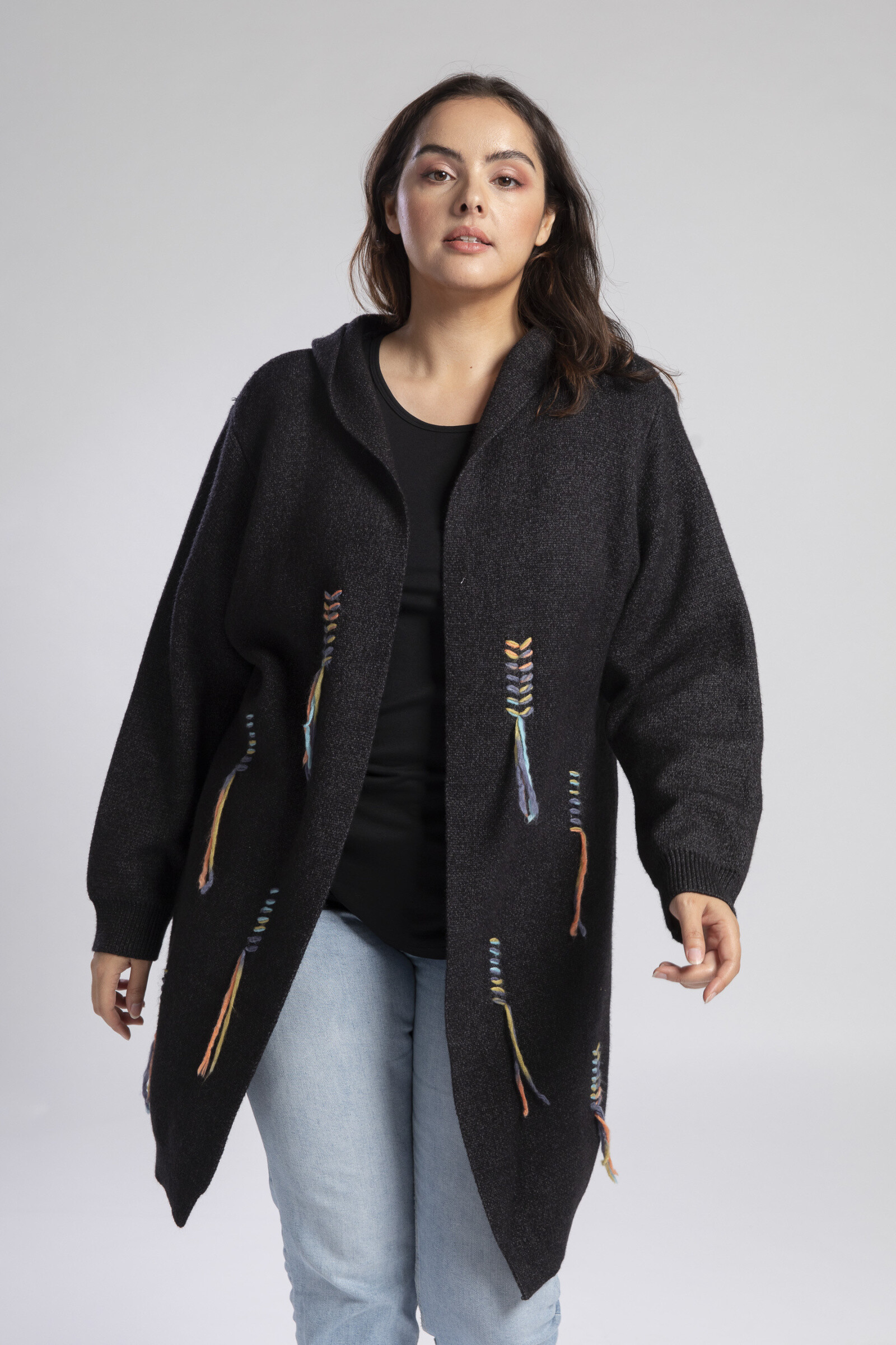 Grossiste Pomme Rouge Paris - Gilet gris avec surpiqure coloré (JX083)
