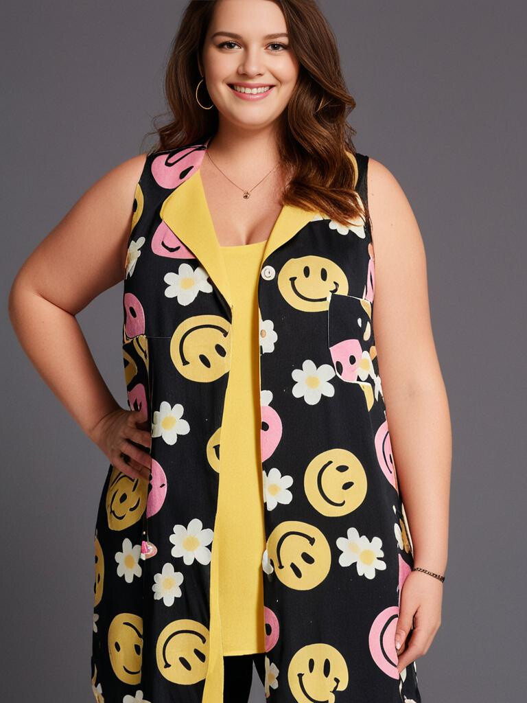 Grossiste Pomme Rouge Paris - Gilet sans manche imprimé smiley (T39201)