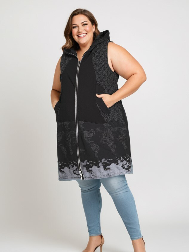 Großhändler Pomme Rouge Paris - Ärmellose Weste mit Textur und Druck (C6583)