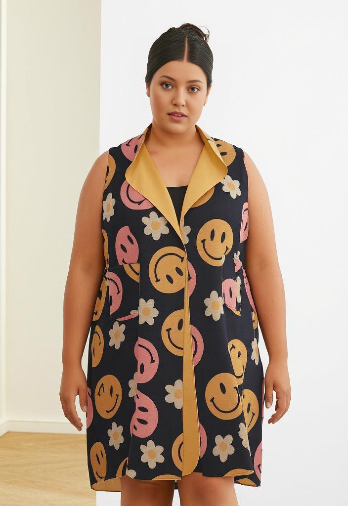 Großhändler Pomme Rouge Paris - Smiley bedruckte ärmellose Weste (T39201)