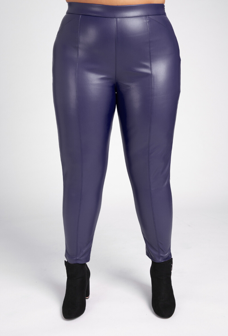 Grossiste Pomme Rouge Paris - Legging slim en similicuir bleu (B306)